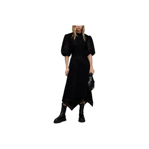 ALLSAINTS Черное Женское Короткое Платье с Рукавами