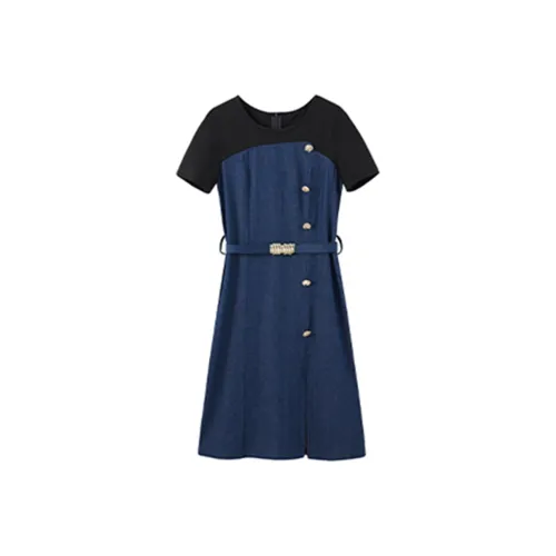 Mula Короткий рукав Платье Женское Джинсовое