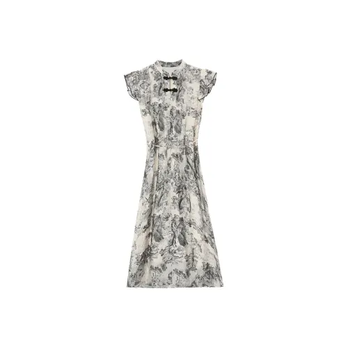 PLANE DRIFT Короткий рукав Платье Женское Туманный дождь