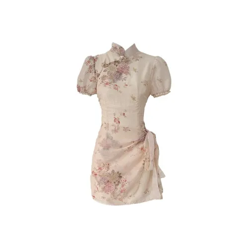 HUINIAN Короткий рукав платье женское пыльно-розовый