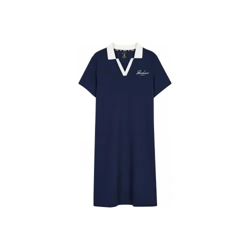 Skechers Короткий рукав Платье Женское Морской синий