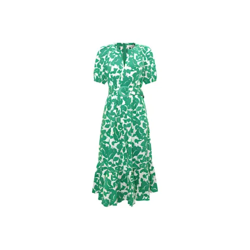 Diane von Furstenberg Зеленые Женские Короткие Платья с Короткими Рукавами