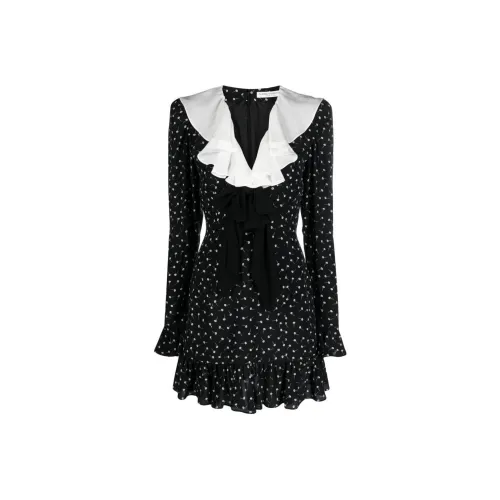 Alessandra Rich Черное Женское Длинное Платье с Рукавами