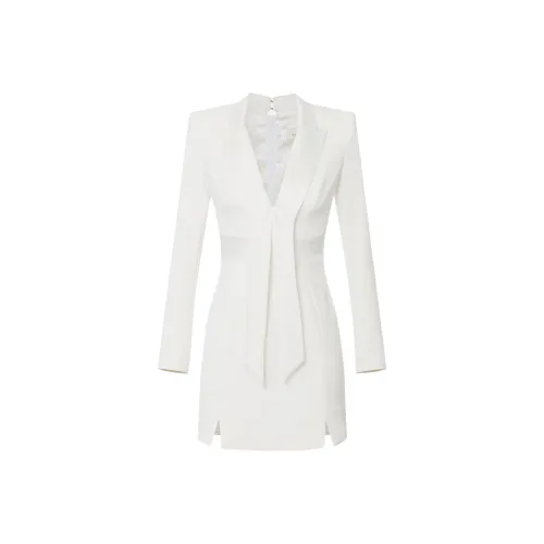 Elisabetta Franchi Длинное платье с длинными рукавами женское белое