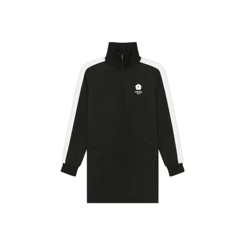 KENZO Черное Женское Длинное Платье с Рукавами