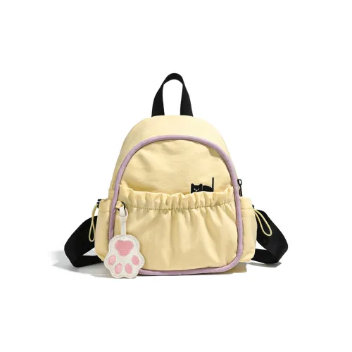 WXRX Нейлон Рюкзак Мини Женский Черный Светло-Желтый