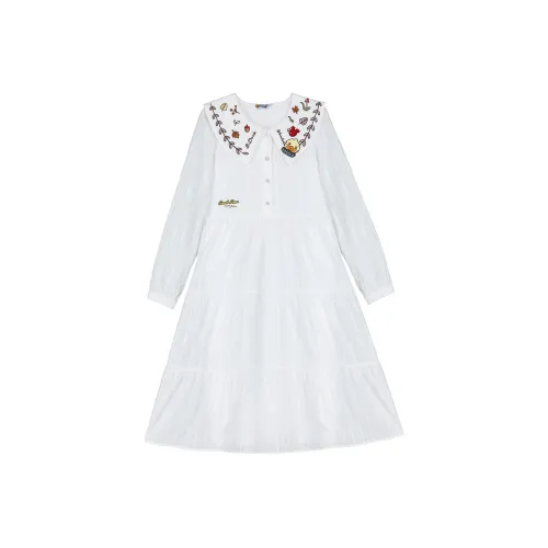 B.Duck Длинное платье с длинными рукавами женское белое