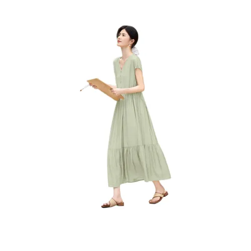 XWI Короткий рукав Платье Женское Мятно-зеленый