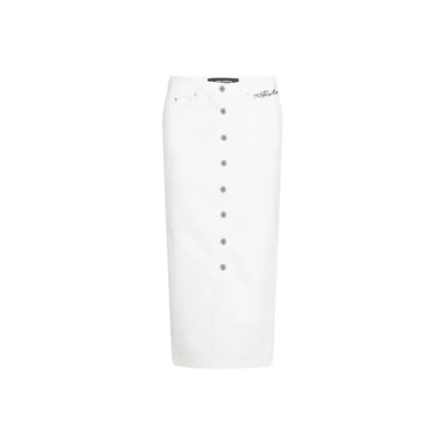 KARL LAGERFELD SS25 Denim Long Skirt Women's White