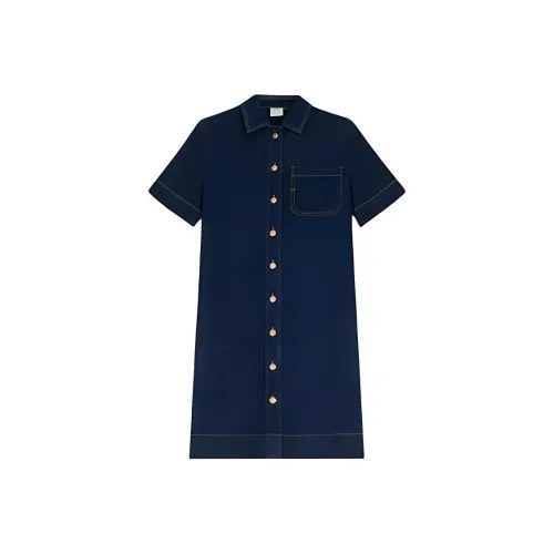 HAZZYS Короткое платье с короткими рукавами женское темно-синее