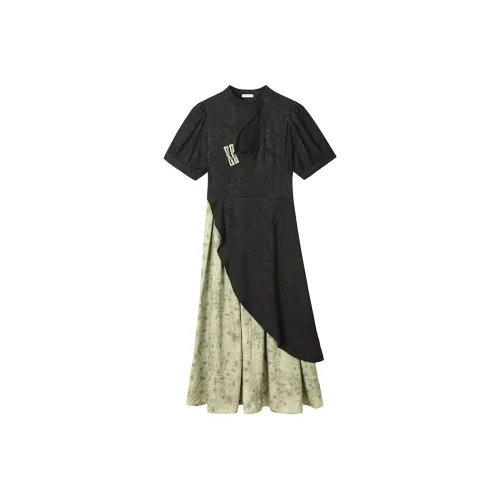 JOSR Короткий рукав Платье Женское Черное