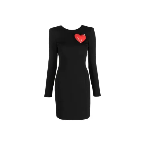 MOSCHINO Черное Женское Длинное Платье с Рукавами