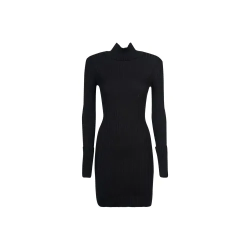 Paco Rabanne Длинное платье с длинными рукавами женское черное