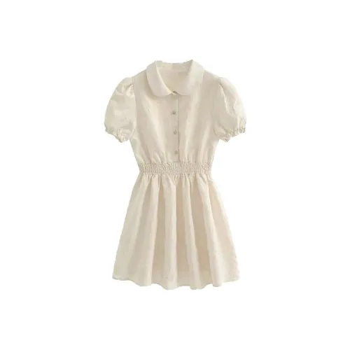 SCCREBEL OFFICIAL Короткий рукав Платье Женское Абрикосовое