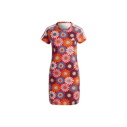 Adidas FARM Rio Vivid Red Женские Короткие Платья с Рукавами