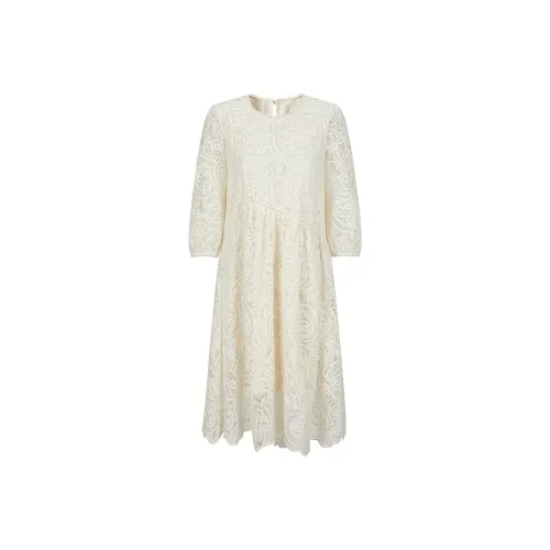 JZ. ANNAKRO Короткий рукав Платье Женское Экрю