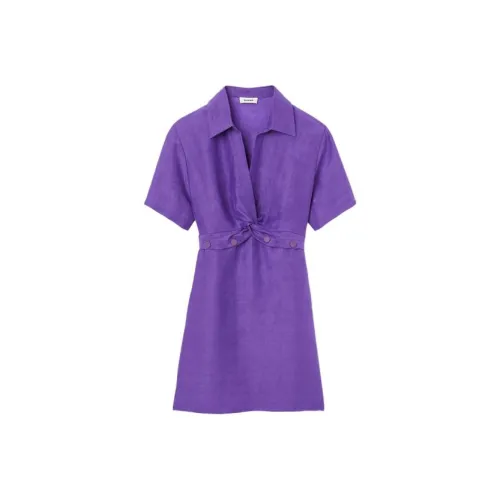 Sandro Короткий рукав Платье Женское Фиолетовое