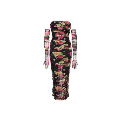 NANA JACQUELINE Без рукавов Платье Женское Черное Розовое с принтом