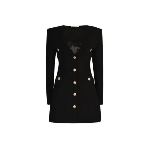 Alessandra Rich Длинное платье с длинными рукавами женское черное