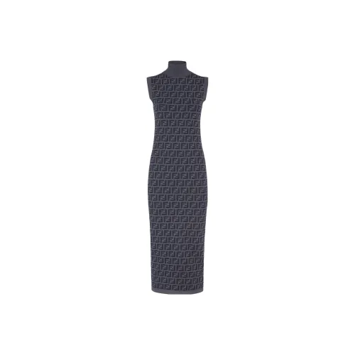 FENDI FW23 Без рукавов Платье Женское Синее