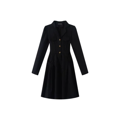 IDLE SOUL Длинное платье с длинными рукавами женское черное