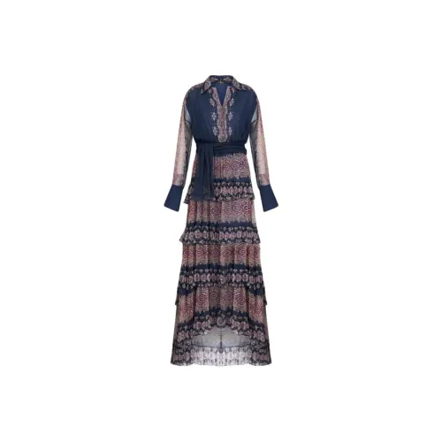 ETRO Морской синий Женские Длинные Платья с Рукавами