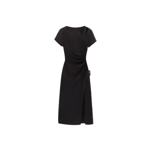 Cypress House Короткий рукав Платье Женское Черное