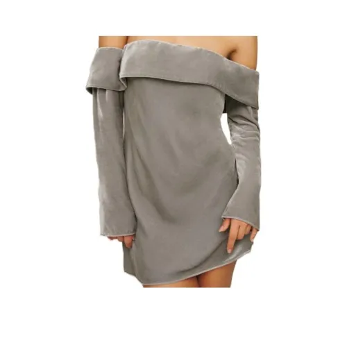 Reformation Maves Платье Длинное с длинными рукавами женское Луна бархат