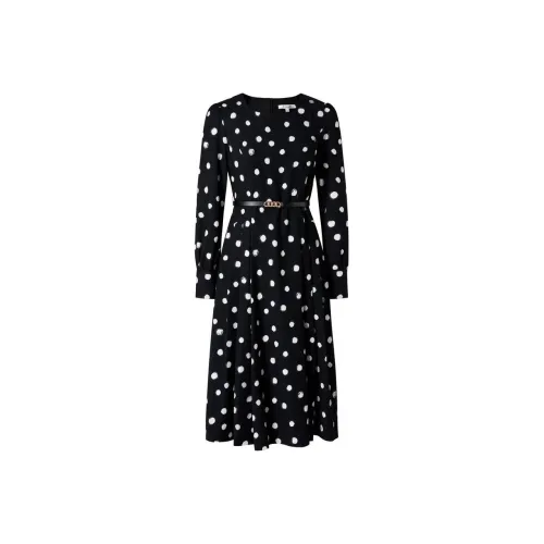 JZ. ANNAKRO Цветочный Черный Женские Длинные Платья с Рукавами