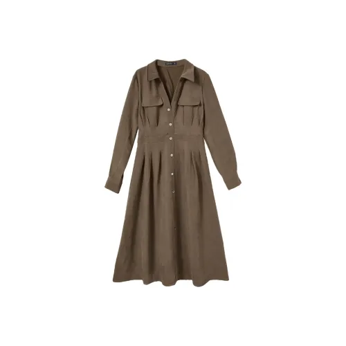 WESTLINK Длинное платье с длинными рукавами женское цвет КАМЕЛ