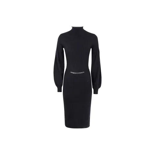 TWINSET Milano Длинное Платье с Длинными Рукавами Женское Черное