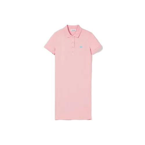 LACOSTE Розово-красное Женское платье с коротким рукавом