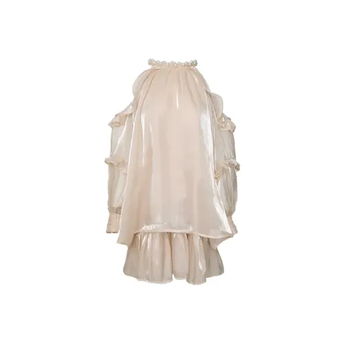 HUINIAN Длинное платье с длинными рукавами женское абрикосового цвета