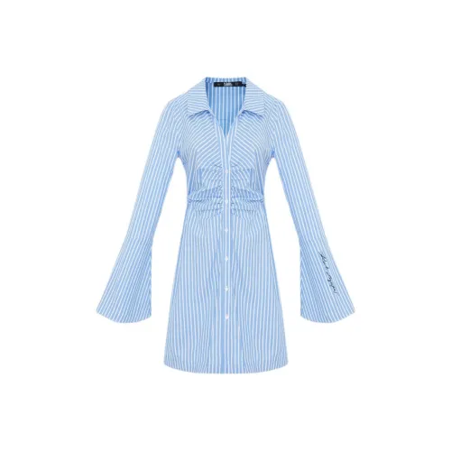 KARL LAGERFELD Длинное платье с длинными рукавами женское синее