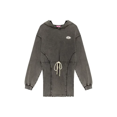 CHUU Черное Женское Длинное Платье с Рукавами