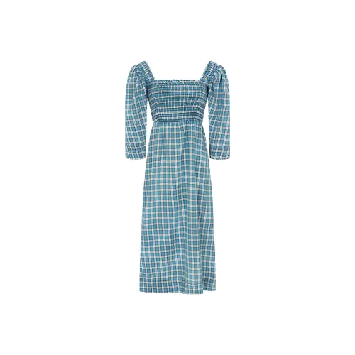 GANNI Blue Женские Короткие Платья с Рукавами