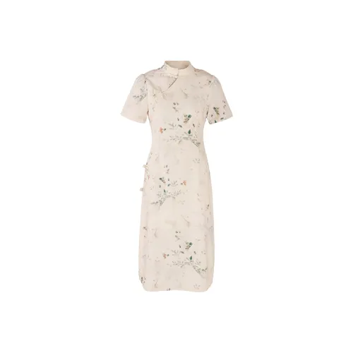 COVT Короткий рукав Платье Женское Абрикосовый Теплый тон