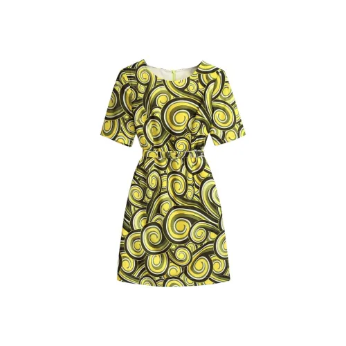 Silky Queen Короткий рукав Платье Женское Лимон