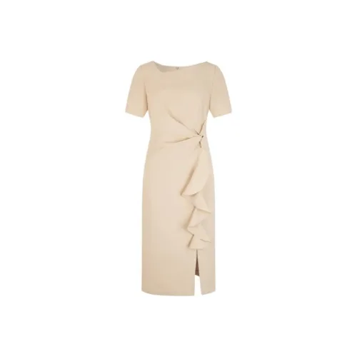 Anmani Короткий рукав Платье Женское Тростниковый Желтый