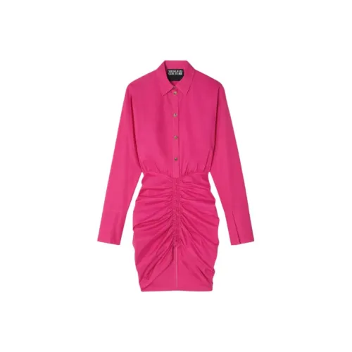 VERSACE Длинное платье с длинными рукавами женское розовое