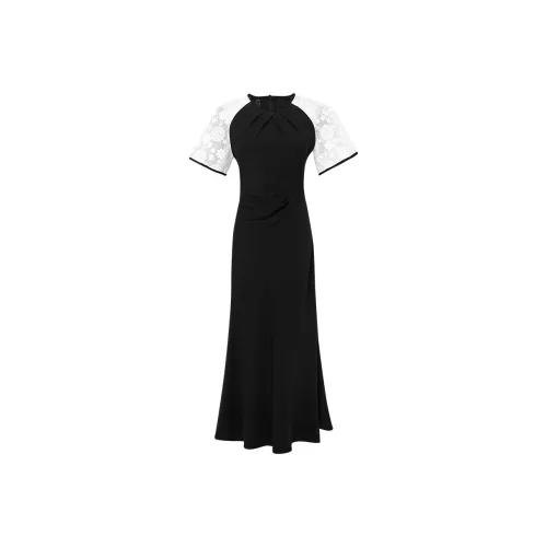 Duffy fashion Черный+Белый Женские Короткие Платья с Рукавами