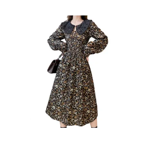 Itisf4 Длинное платье с длинными рукавами женское цвет куркума желтый