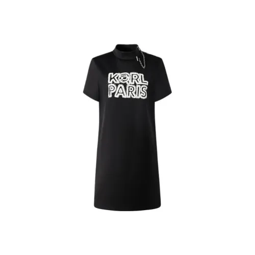 KARL LAGERFELD Короткий рукав Платье Женское Черное