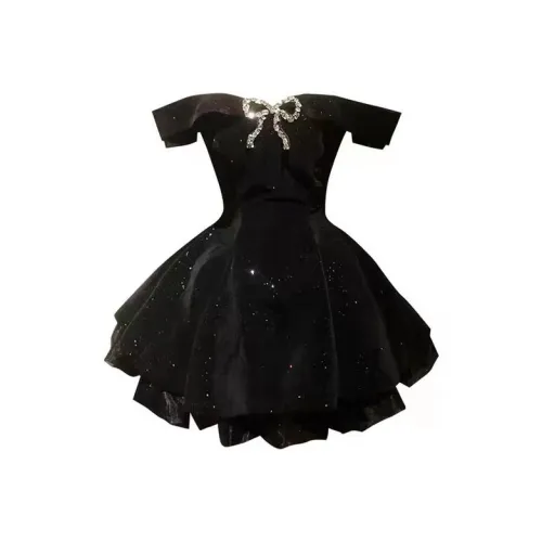 PLAY BUSH Короткий рукав Платье Женское Черное