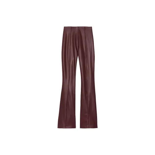Victoria's Secret Искусственная кожа Брюки Бургунди Коричневая кожа Брюки Женские Бургунди Коричневый