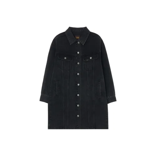 Lee Длинный рукав Платье Женское Черное