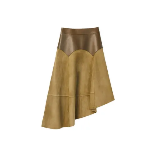 LOEWE SS21 Повседневный Длинный Юбка Женские Хаки Зеленый