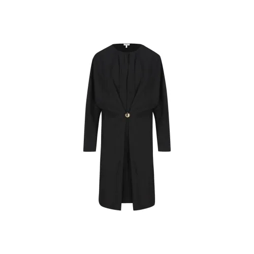 LOEWE Черное Женское Длинное Платье с Рукавами