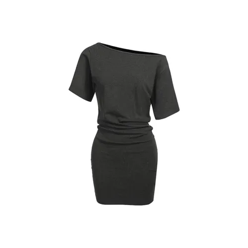 SCCREBEL OFFICIAL Короткий рукав Платье Женское Темно-серый