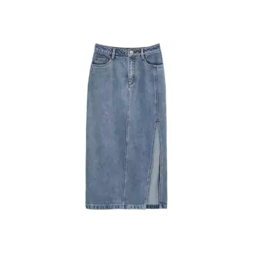 BEBE Деним Длинная Юбка Женская Синяя